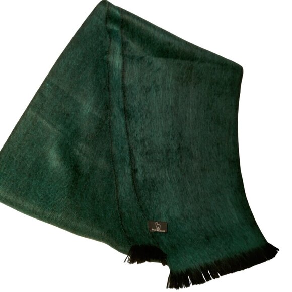 Shupaca Scarf Unisex Emerald Green Black Fringe Alpace Blend Fuzzy Ecuador - Picture 12 of 14